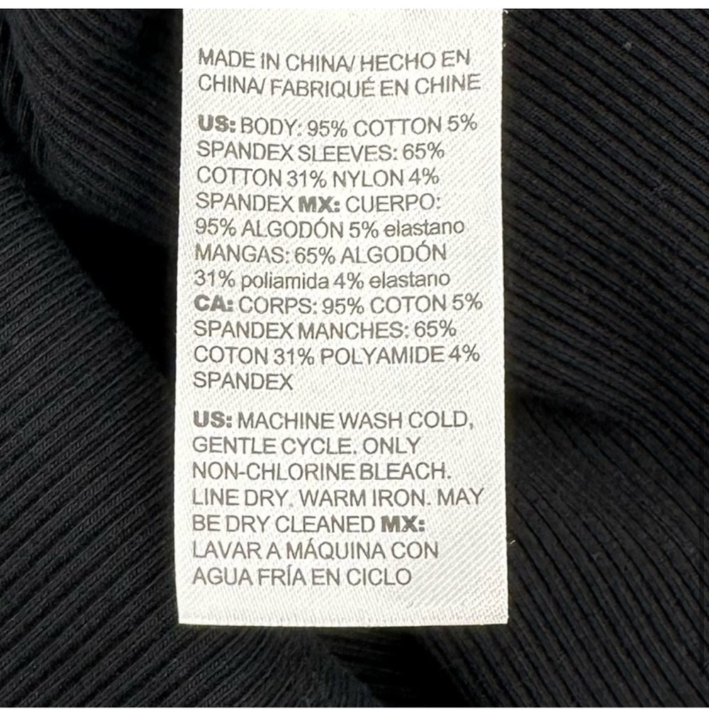 Chico's Black Ribbed Knit V Neck Blouse Small - Picture 5 of 9